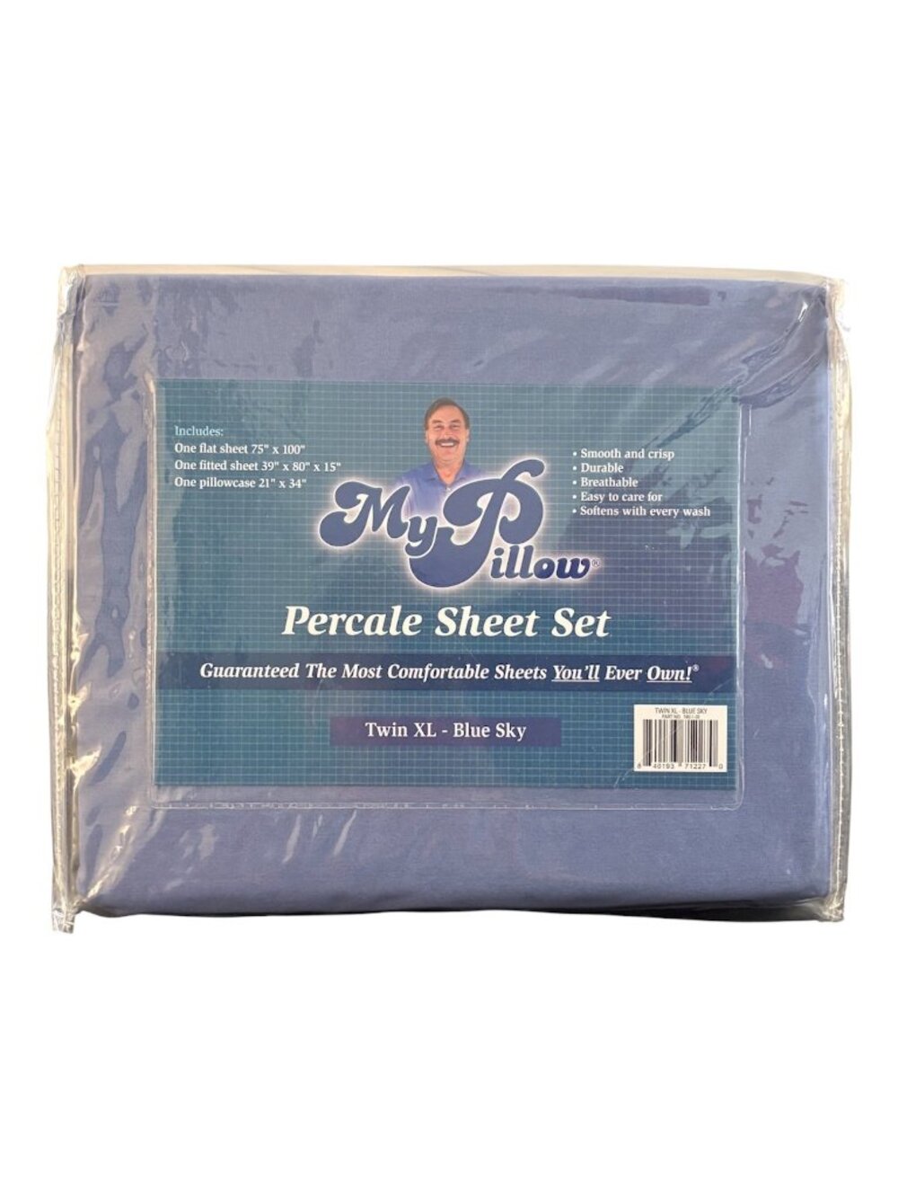 My Pillow Percale Sheet Set Size Twin XL BRAND NEW 3 Piece Set Blue Sky